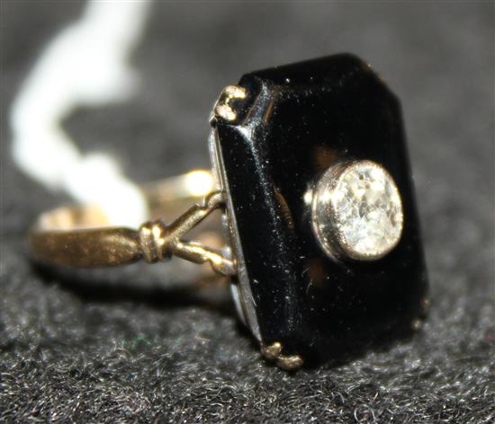 Onyx + diamond ring